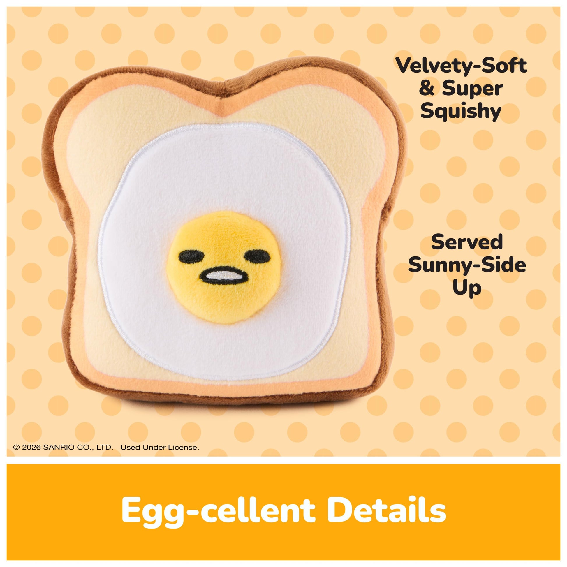 GUND Sanrio Gudetama The Lazy Egg Egg Toast 5-Inch Food Squishy Stuffed Toy
