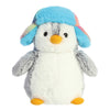 Aurora Festive Pompom Penguin Pom Pom Rainbow Trapper Stuffed Animal - Vibrant Companions - Endless Fun - Gray 9 Inches