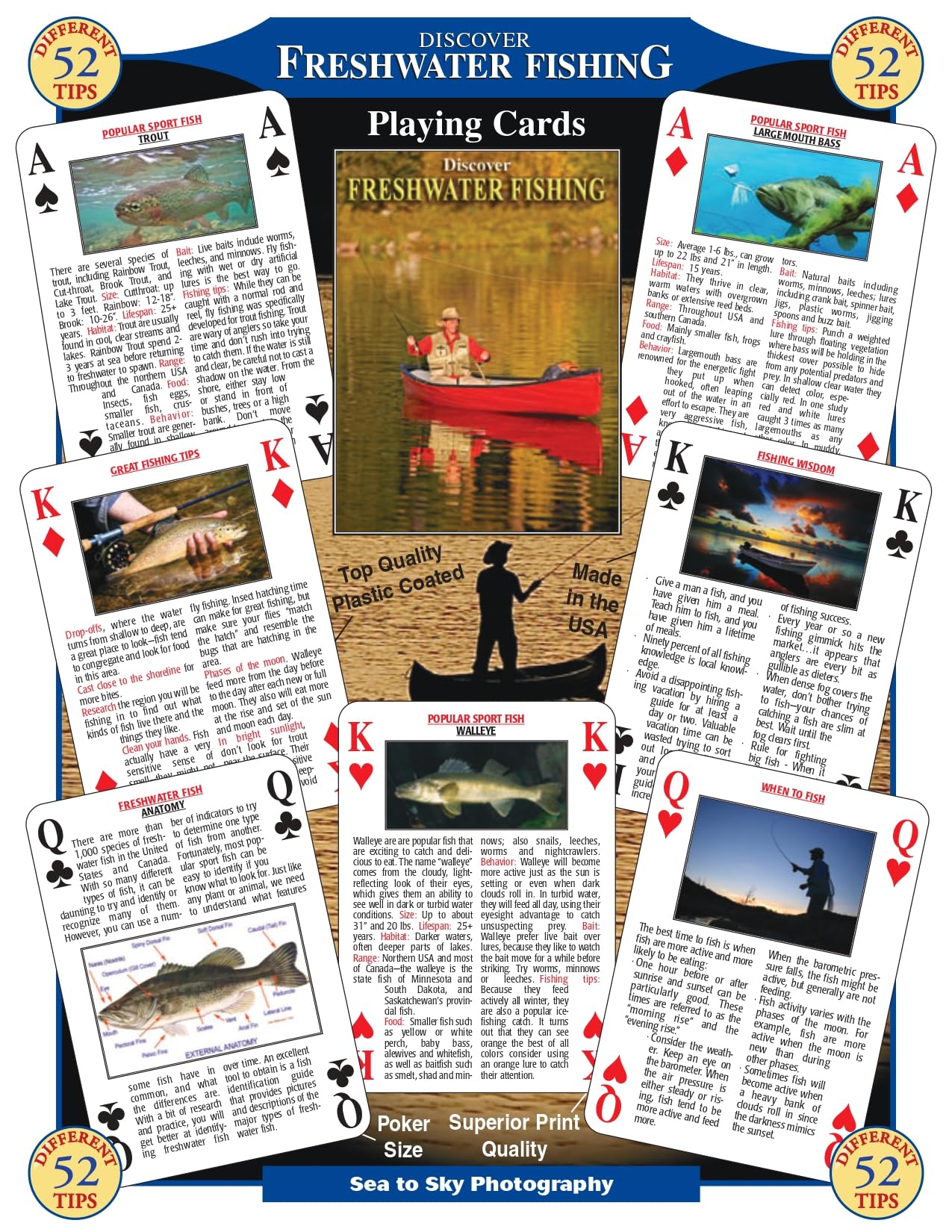 SEA and SKY Discover Freshwater Fishing Playing Cards