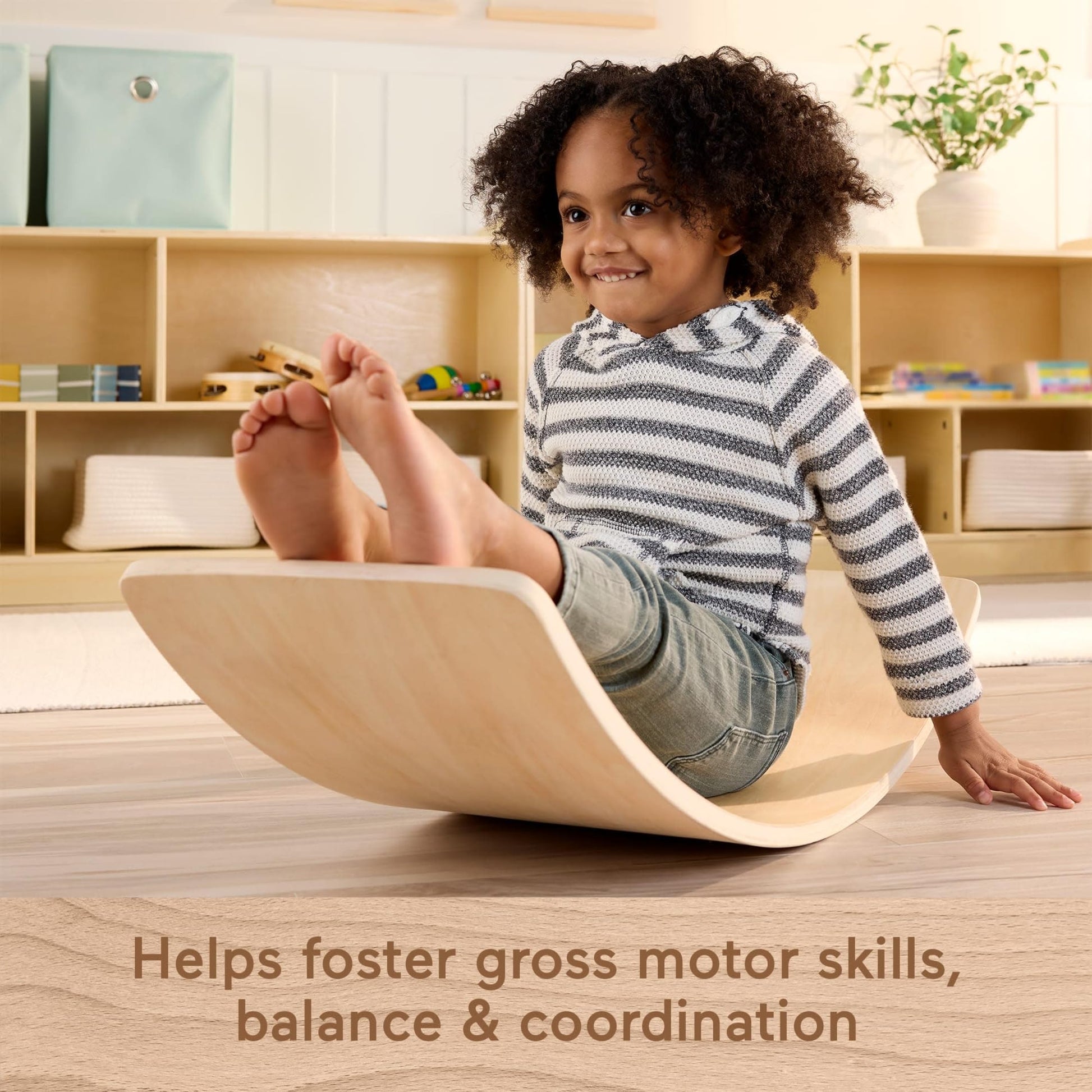 Fisher-Price Wood Montessori Rockin’ Balance Board, Kids Ages 3+ Years