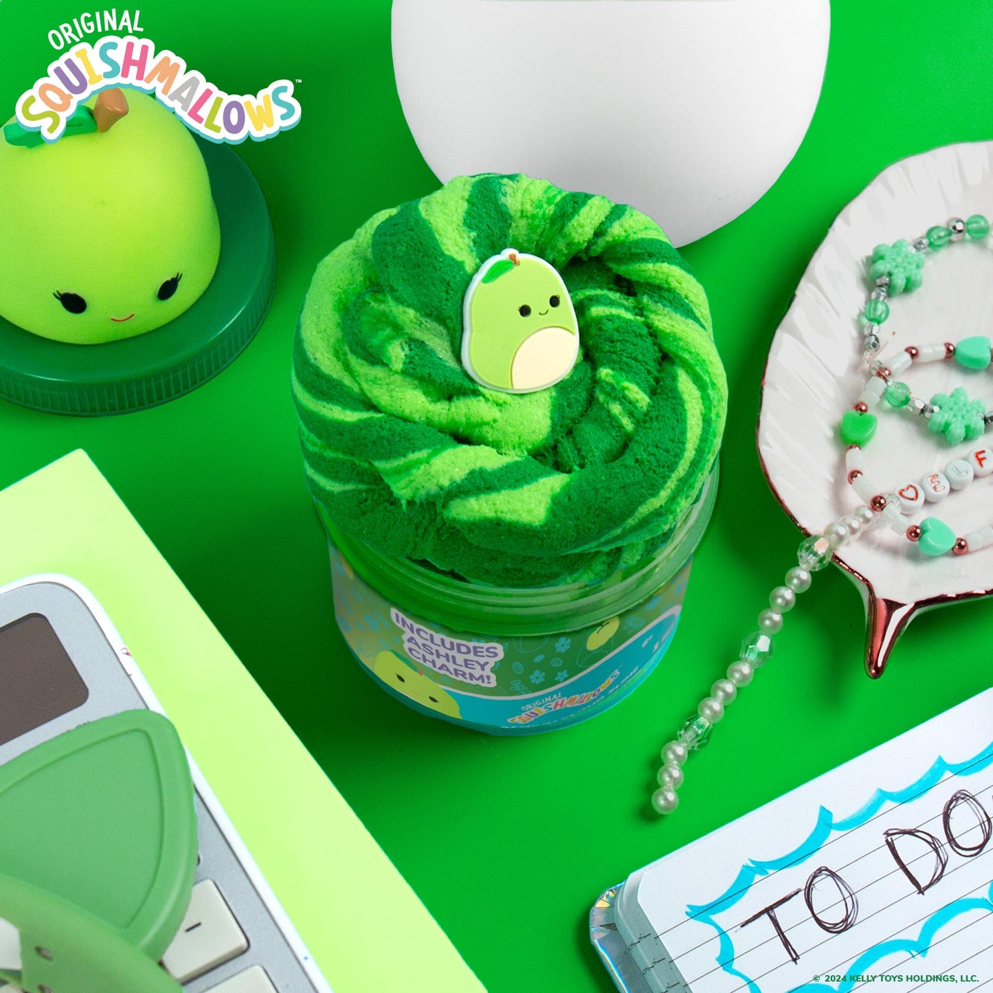Original Squishmallows Scented Slime Jar, Green Apple, Ashely the Apple