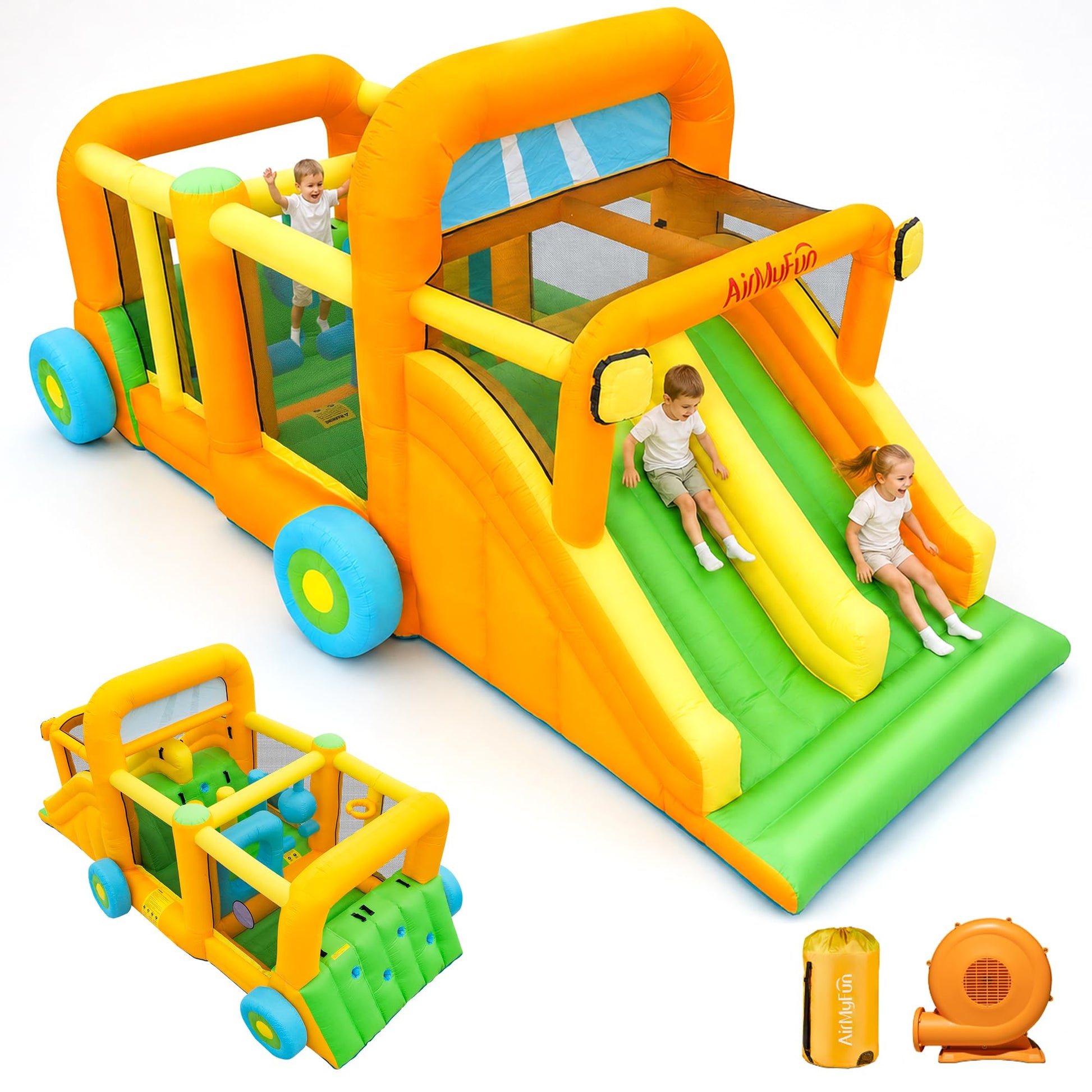 AirMyFun 11-in-1 Extra Large Bounce House for Kids 3-8 with Double Slides
