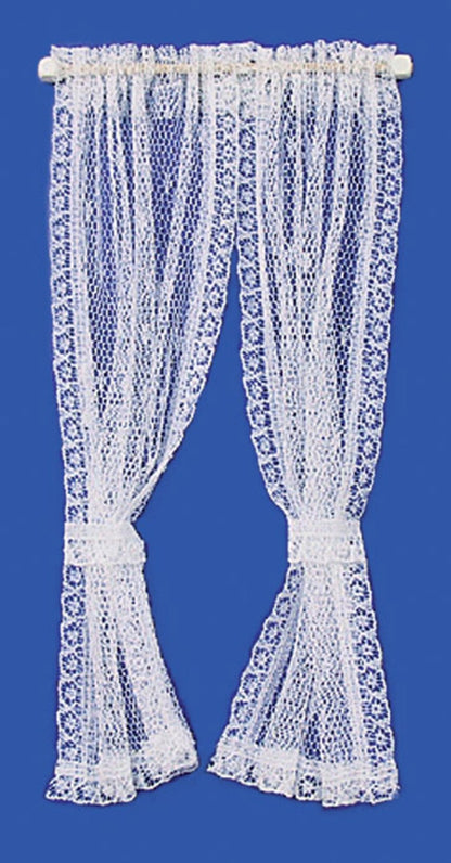 Melody Jane Dollhouse White Sheer Curtains Net Lace Drapes Miniature 1:12 Window Accessory