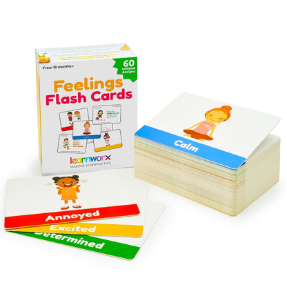 Emotion Cards for Kids, Feeling Cards Game | 60 Emotion & Feeling Flash Cards for Kids | Learn Feelings and Needs Cards | Teach Mixed Emotions