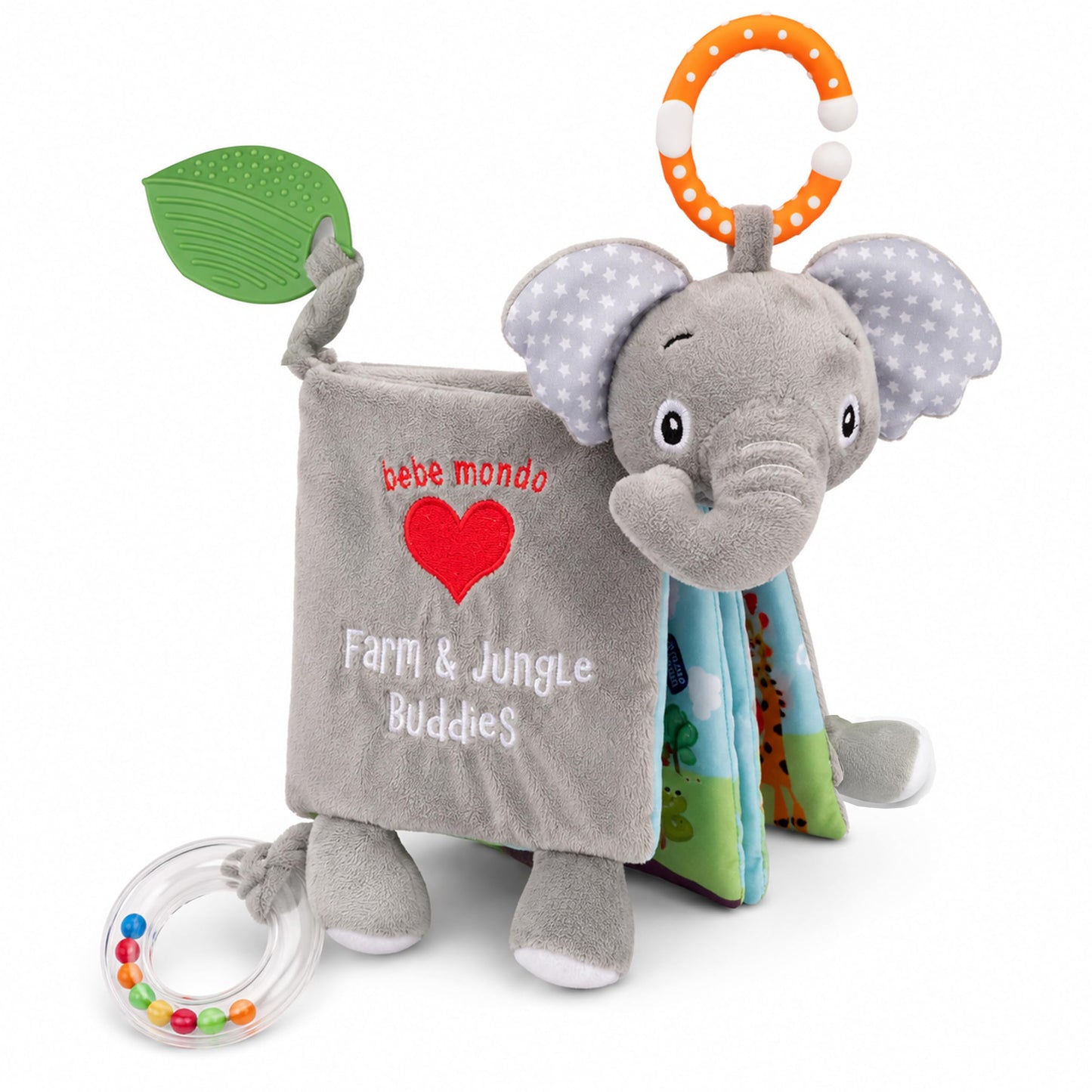 Elephant Baby Toy, Baby Toys 0-6 Months, Infant Toys 6-12 Months, Lovey Crinkle Books for Babies, Sensory Toys,Baby Teething, Baby Rattle,Touch Feel