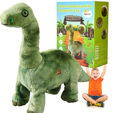 HCdoujoy Green Dinosaur Toys for Girls Walking Nodding, Roaring, Repeating What You Say, Touch & Button Control Eyes Turn Red Realistic Pet, Toy Gift