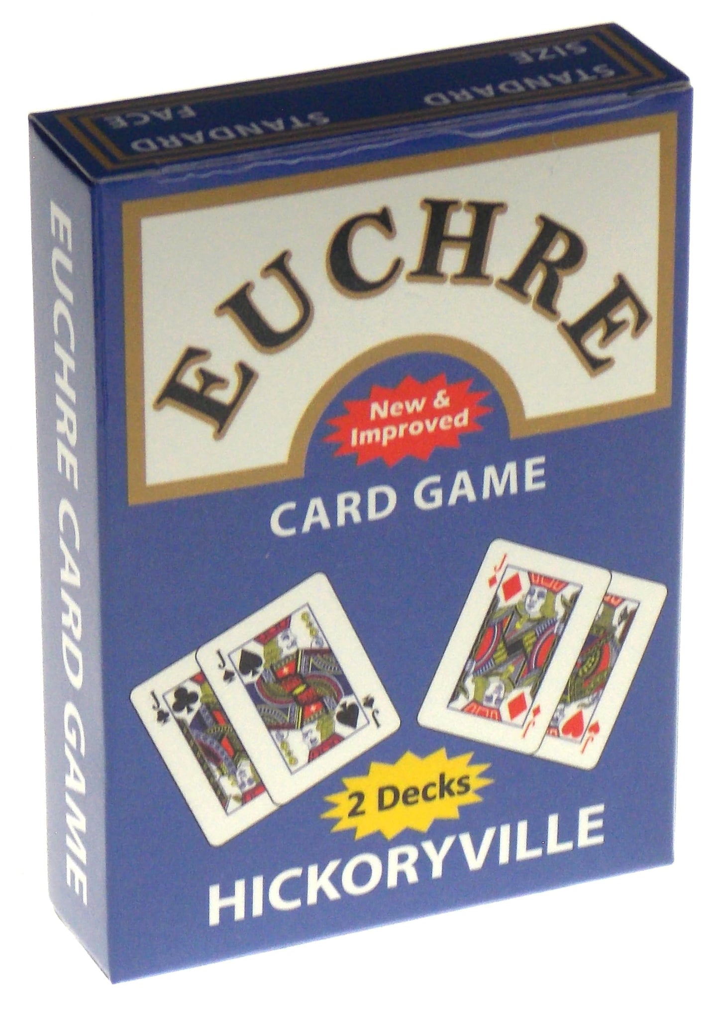 Hickoryville Euchre Card Game Set | 8 Pre-Stripped Decks (9-Ace) with Blank Counter Cards | 4 Red & 4 Blue Decks | Classic Euchre Playing Cards