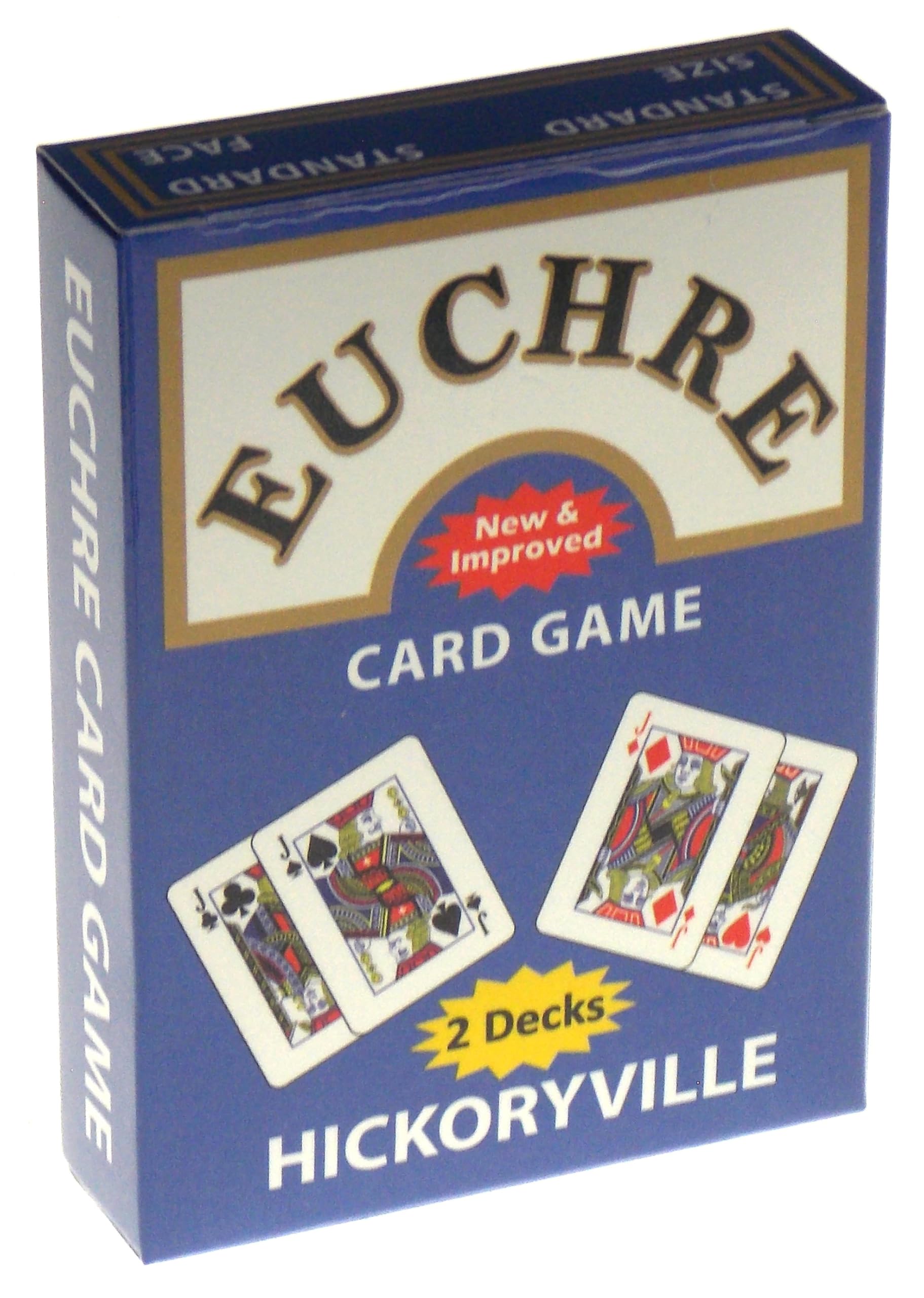 Hickoryville Euchre Card Game Set | 8 Pre-Stripped Decks (9-Ace) with Blank Counter Cards | 4 Red & 4 Blue Decks | Classic Euchre Playing Cards