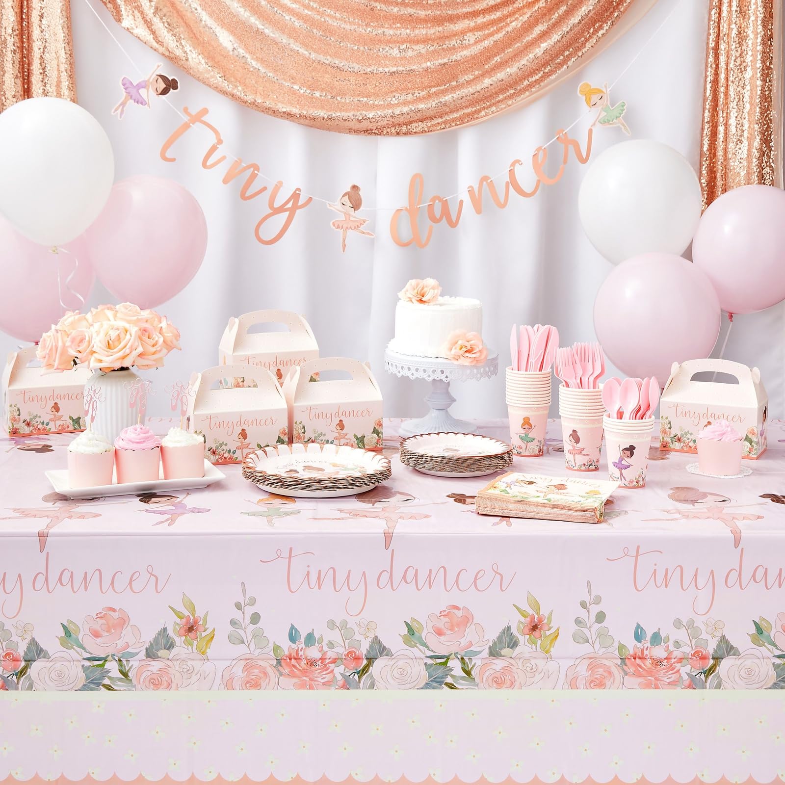 Blue Panda Tiny Dancer Tablecloths - 3 Pack, Pink, 54 x 108 in, Plastic - Birthday Table Cover for Party & Baby Shower Decoration