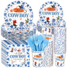 175 Pcs Cowboy Baby Shower Decorations Baby Shower Paper Plates Napkins Cups Set Disposable, a Little Cowboy Is on the Way Party Wild Western Theme