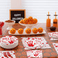100 Pieces Halloween Bloody Handprint Tableware Set, Blood Splatter Plates, Napkins, and Red Plastic Forks for Halloween, Horror Birthday, Zombie