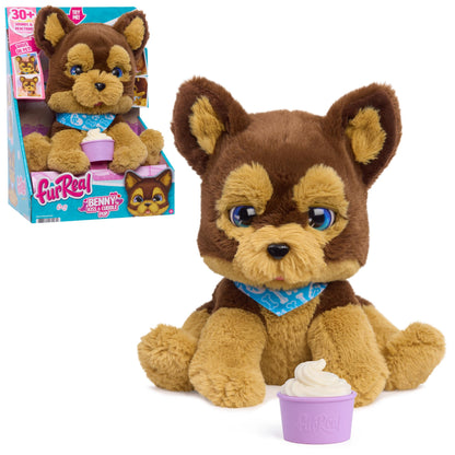 Just Play FurReal Benny the Kiss & Cuddle Pup Interactive Plush Toy, 10-Inch Brown Puppy with 30+ Sounds and Reactions, Treat Cup Accessory, Kids Ages