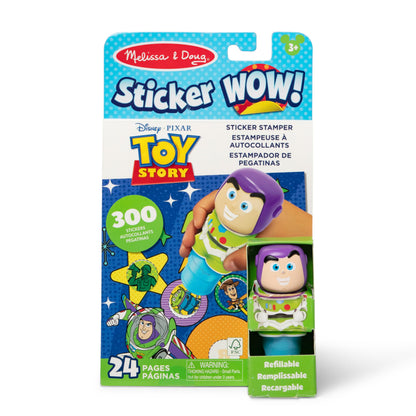 Melissa & Doug Sticker Wow!™ 24-Page Activity Pad and Sticker Stamper, 300 Stickers, Arts and Crafts Fidget Toy Collectible Character - Disney Buzz