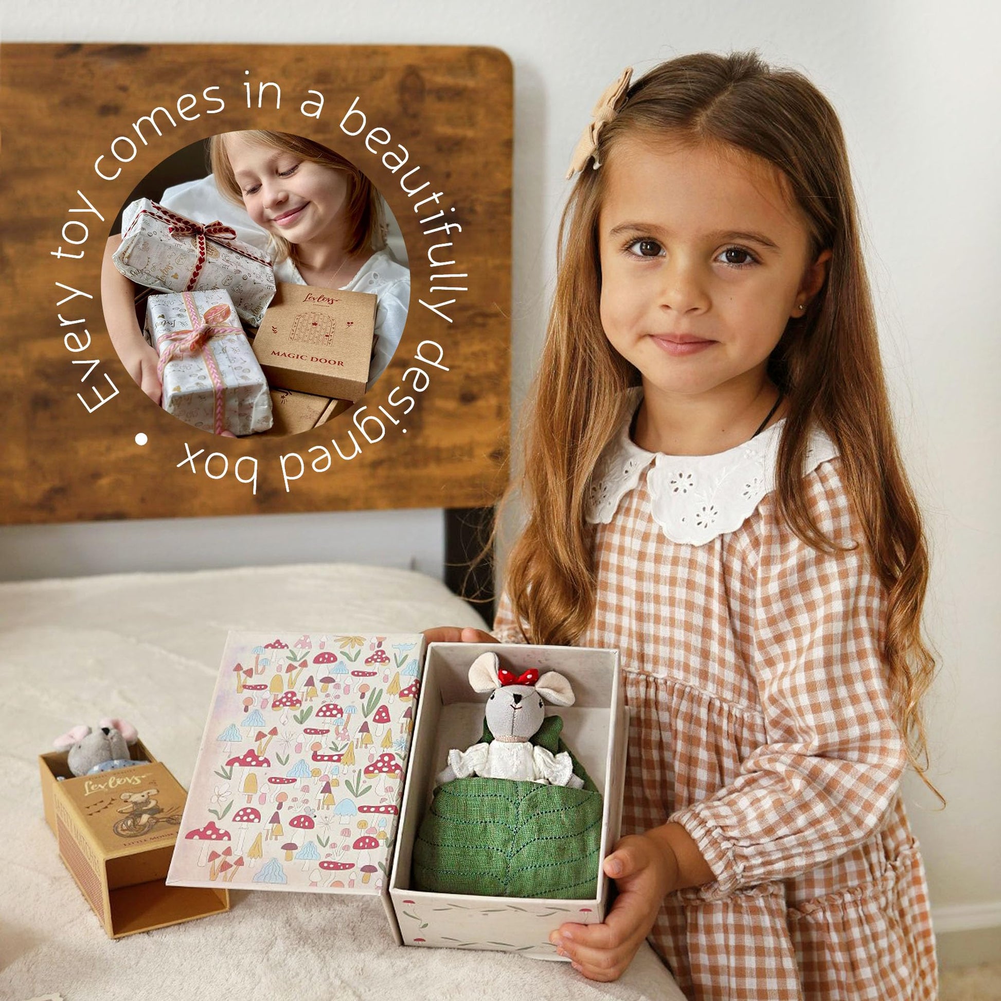 LEVLOVS Mouse in a Box Mouse Jasmine in a Gift Box with the Bedding