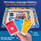 Spanish Board Game - Race to Madrid | Easy to Learn Words, Grammar, Verbs | Fun for Adults, Kids, Beginners, Classroom | 4 Decks Dynamic Flash Cards
