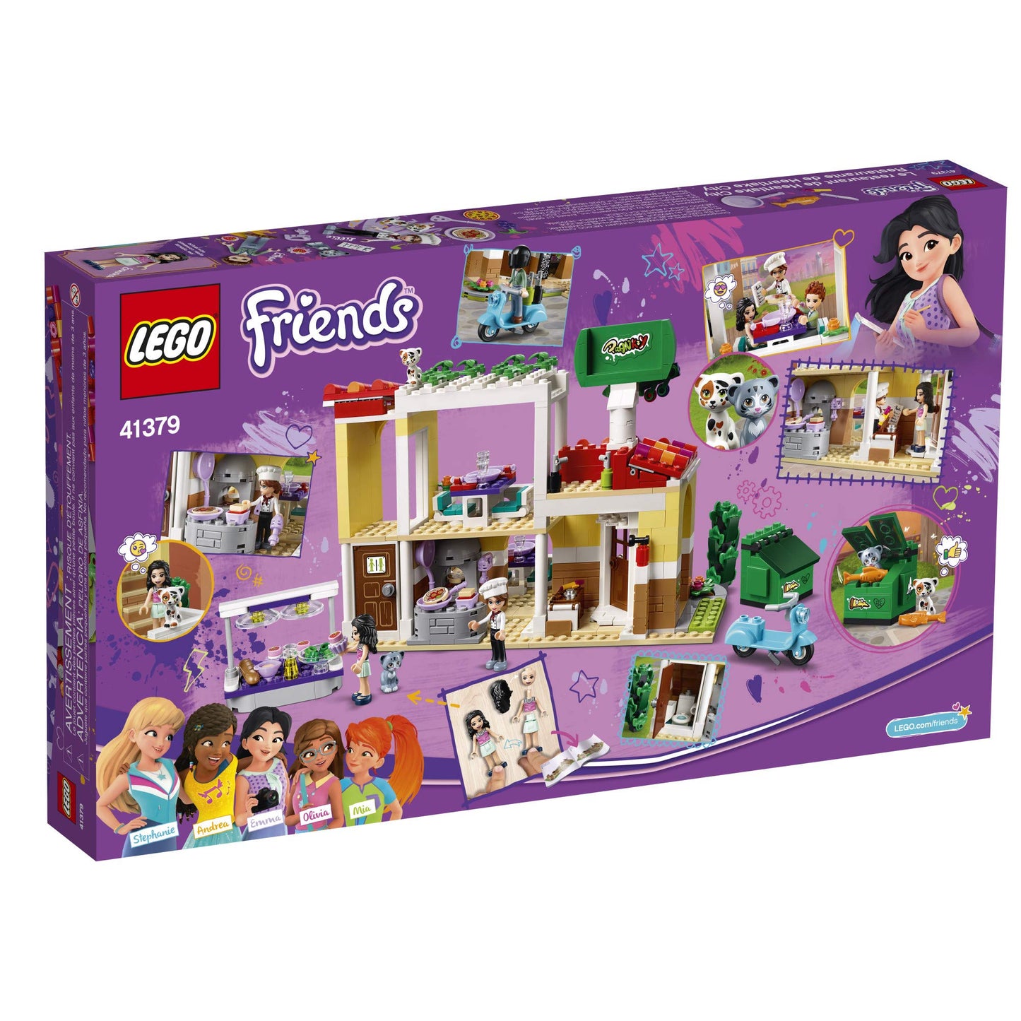 LEGO Friends Heartlake City Restaurant 41379 Restaurant Playset with Mini Dolls and Toy Scooter for Pretend Play, Cool Building Kit Includes Toy