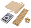 WE Games Travel Cribbage Board Game Set - Foldable 2-Track Mini Wooden Cribbage Board with Cards, Dice, Metal Pegs & Storage Bag - Portable Game