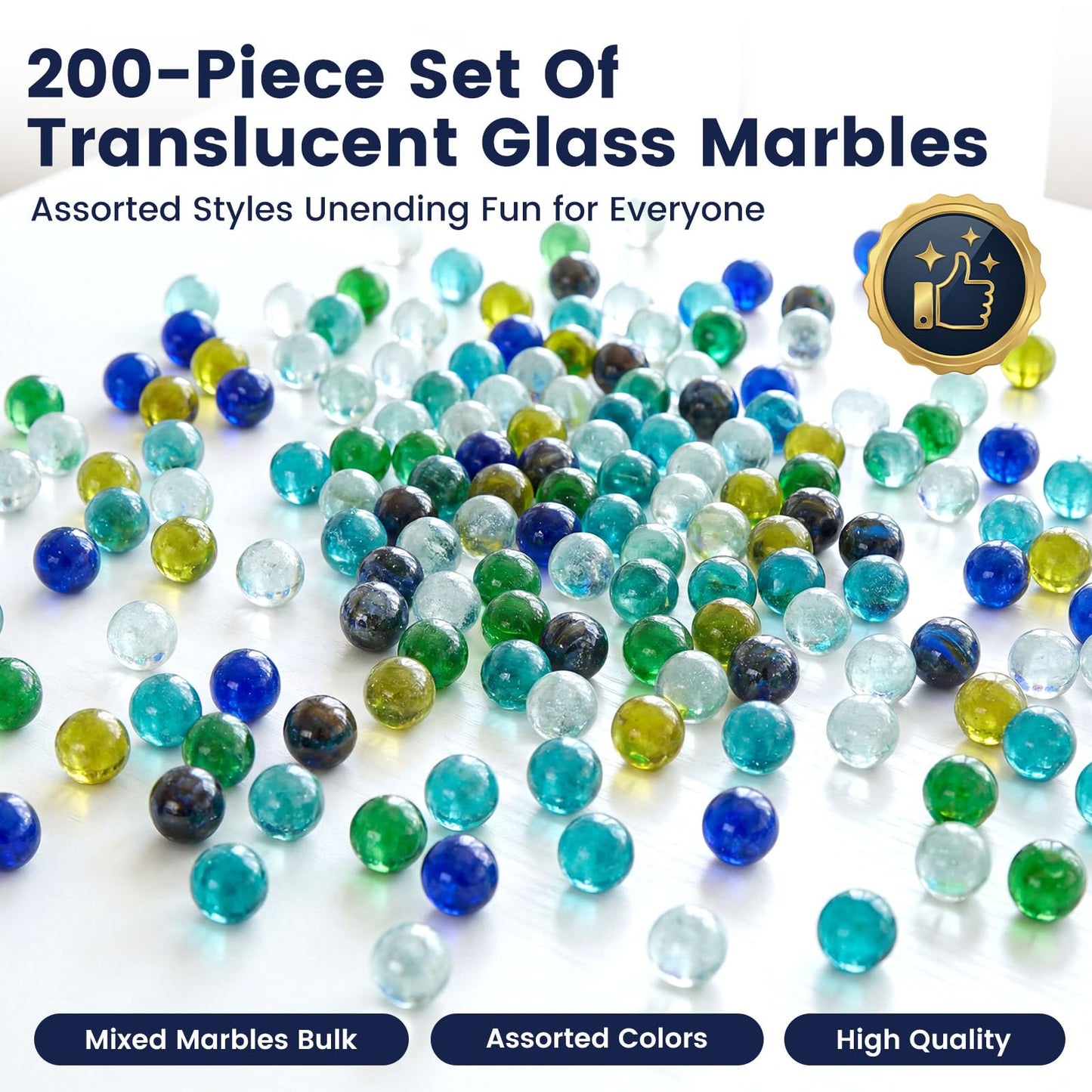 POPLAY 200PCS Marbles Bulk with Whistle, for Marbles Run and Racing Games