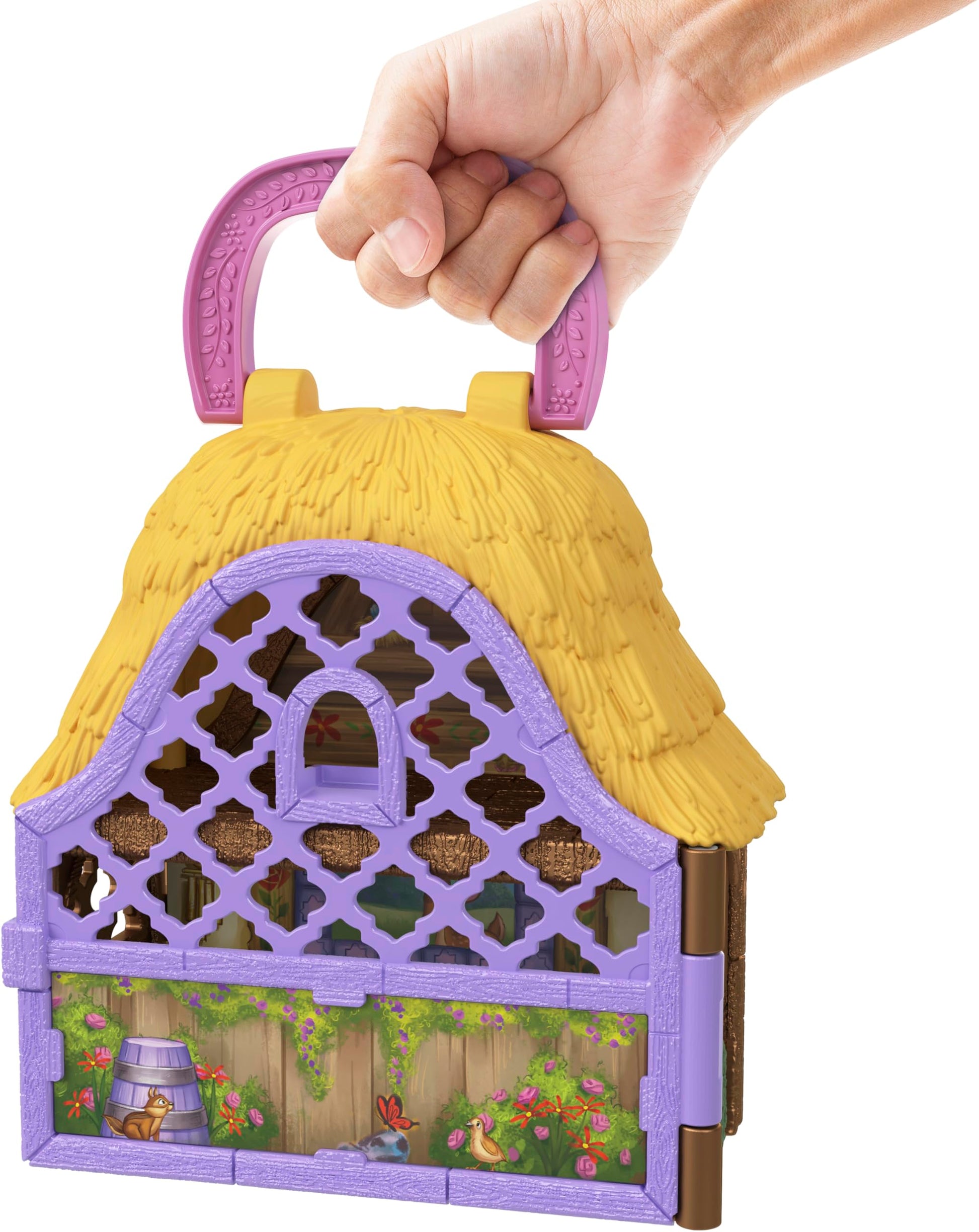 Mattel Disney Wish Micro Figure & Doll House Playset, Star & Valentino of Rosas Portable Set with Valentino the Goat & Star Figures & 10 Accessories,