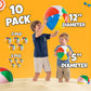 10 Pcs Rainbow Beach Balls Bulk Variety Pack - (5) 5-inch, (5) 12-inch