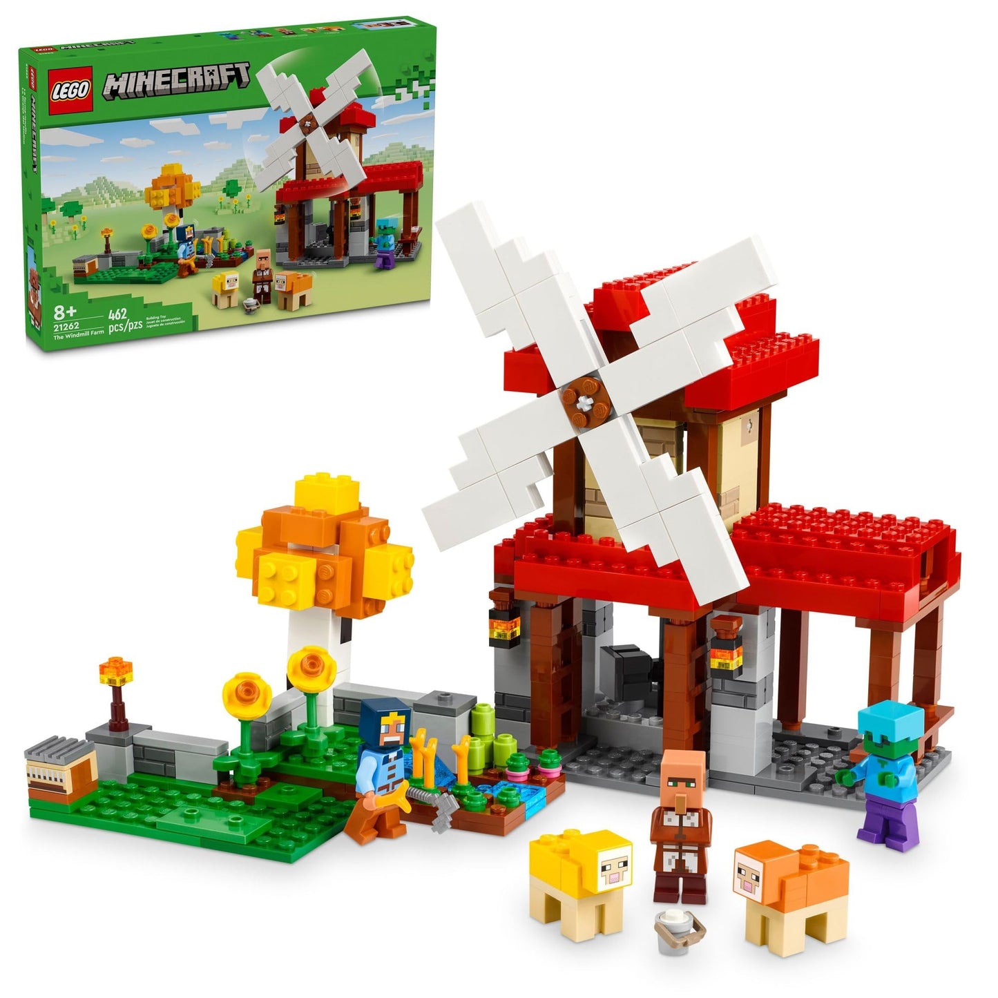 LEGO Minecraft The Windmill Farm Building Toys - Minecraft Toys for Kids, Boys & Girls, Ages 8+ - 3 Minifigures Included - Birthday Gift for Fans