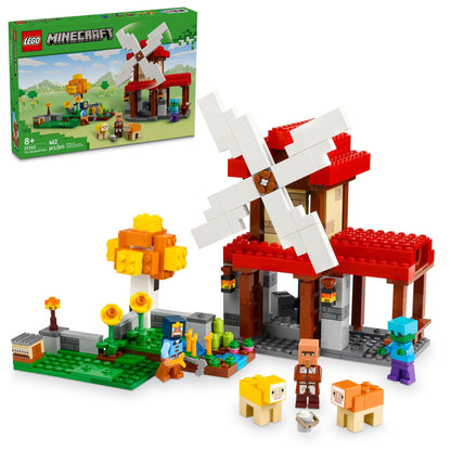 LEGO Minecraft The Windmill Farm Building Toys - Minecraft Toys for Kids, Boys & Girls, Ages 8+ - 3 Minifigures Included - Birthday Gift for Fans