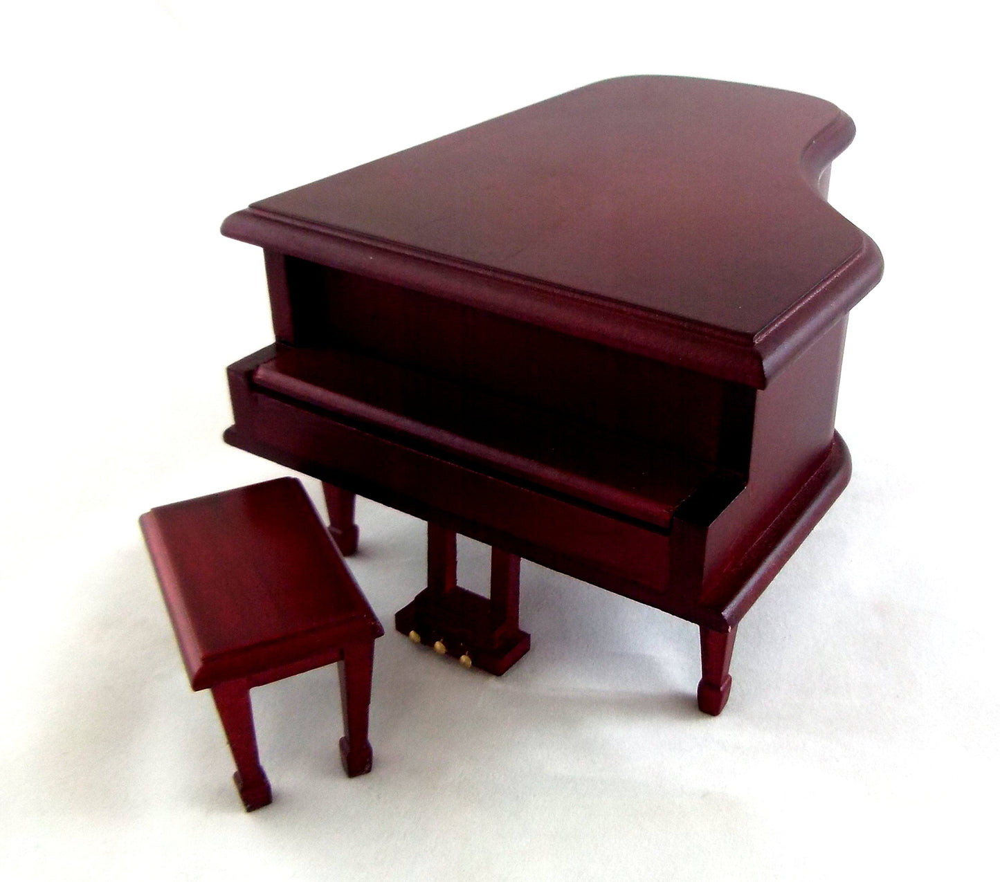 1:12 Scale Mahogany Piano with Bench #D4120