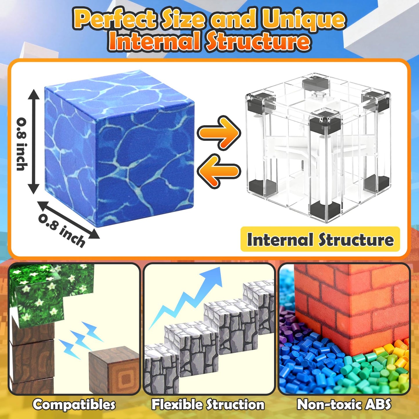 76PCS 0.8in Magnetic Blocks, Magnetic Tiles Kids Build Cubes?STEM Sensory Montessori Toys with Storage Bag, Build the 3D Forest World Set, Holiday