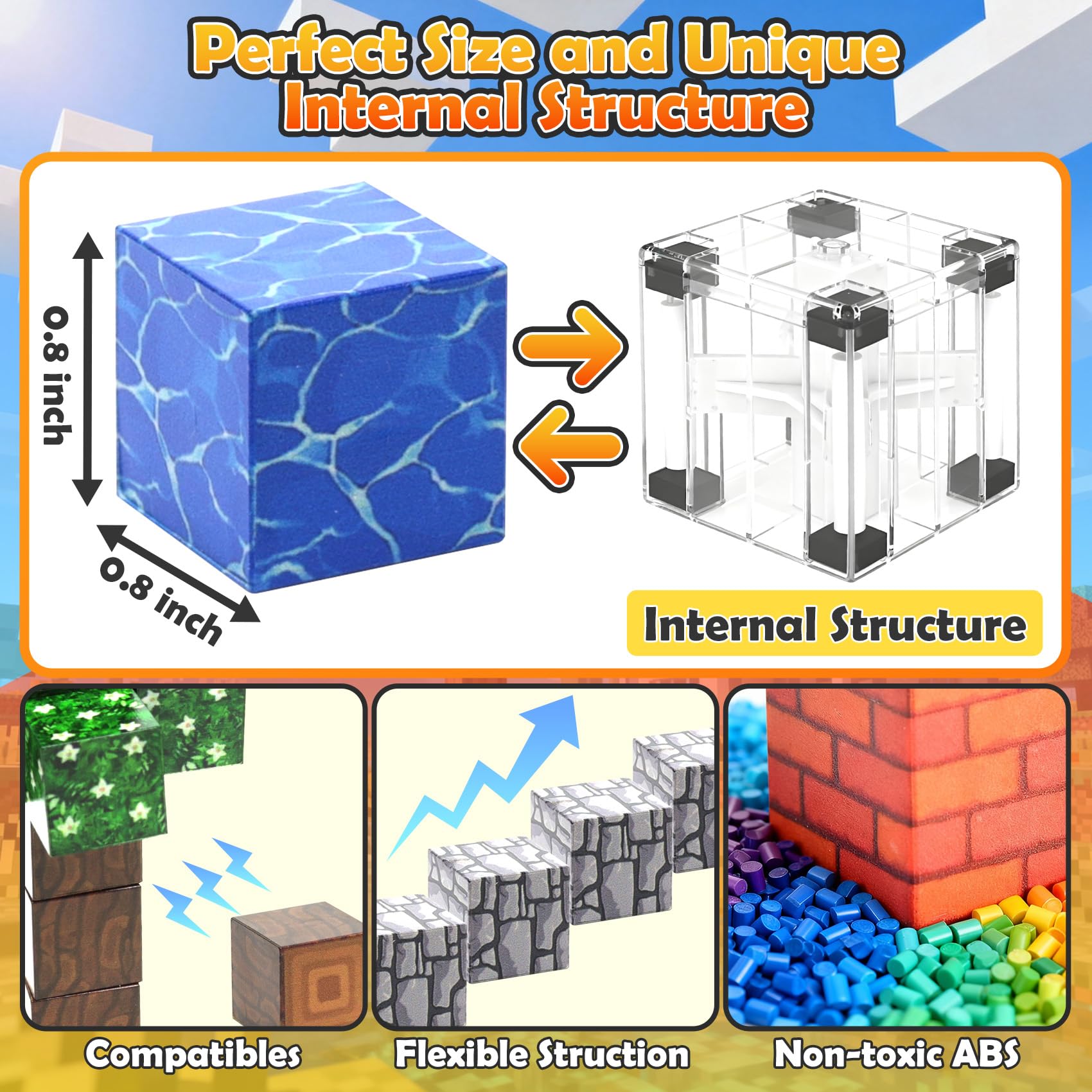 76PCS 0.8in Magnetic Blocks, Magnetic Tiles Kids Build Cubes?STEM Sensory Montessori Toys with Storage Bag, Build the 3D Forest World Set, Holiday
