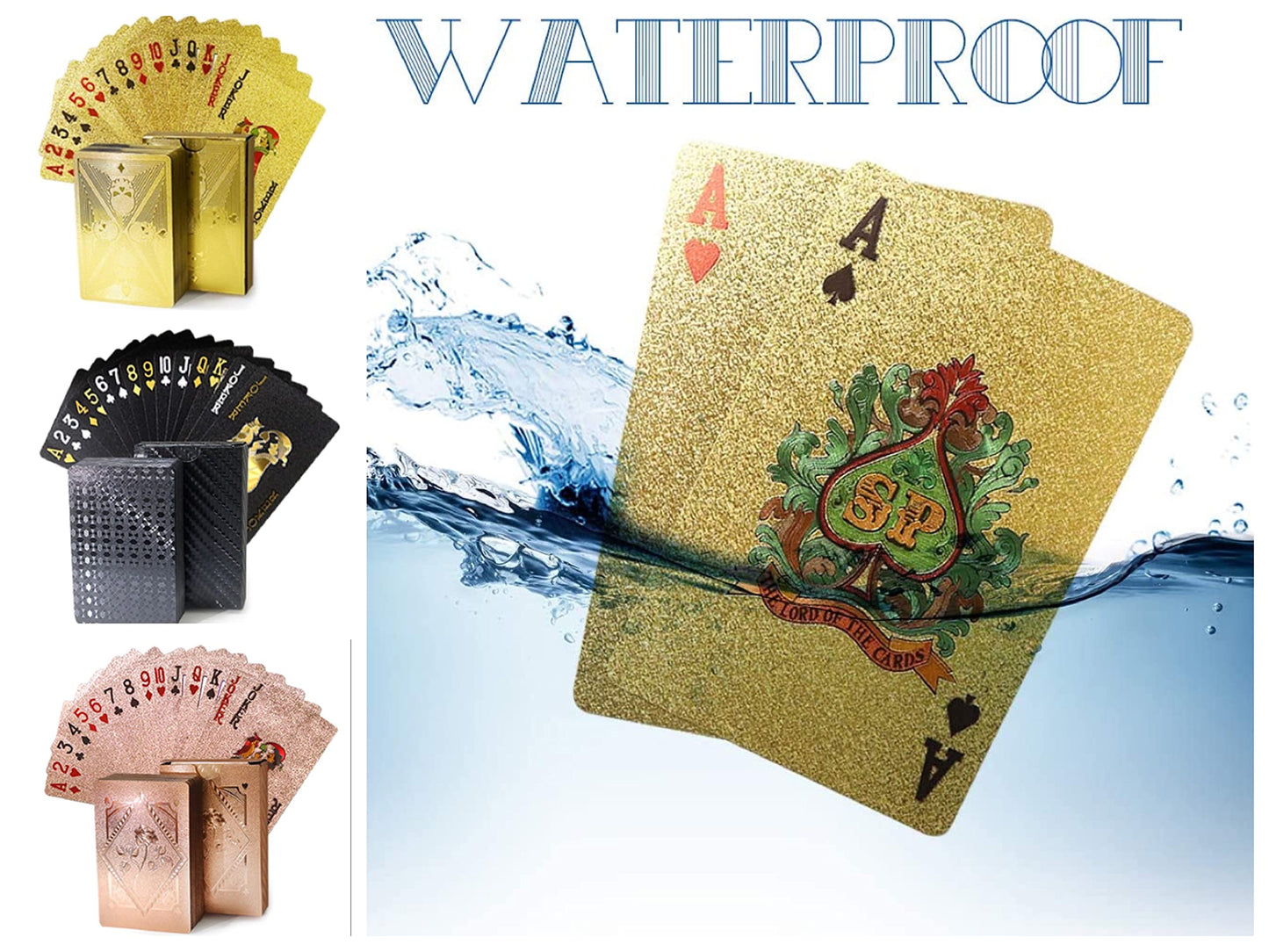 3 Decks Waterproof Playing Cards,Plastic Poker Card with Flexible Case,Deck of Standard Playings Cards Game,Magic Tricks Pool Beach Parties Games,Cool