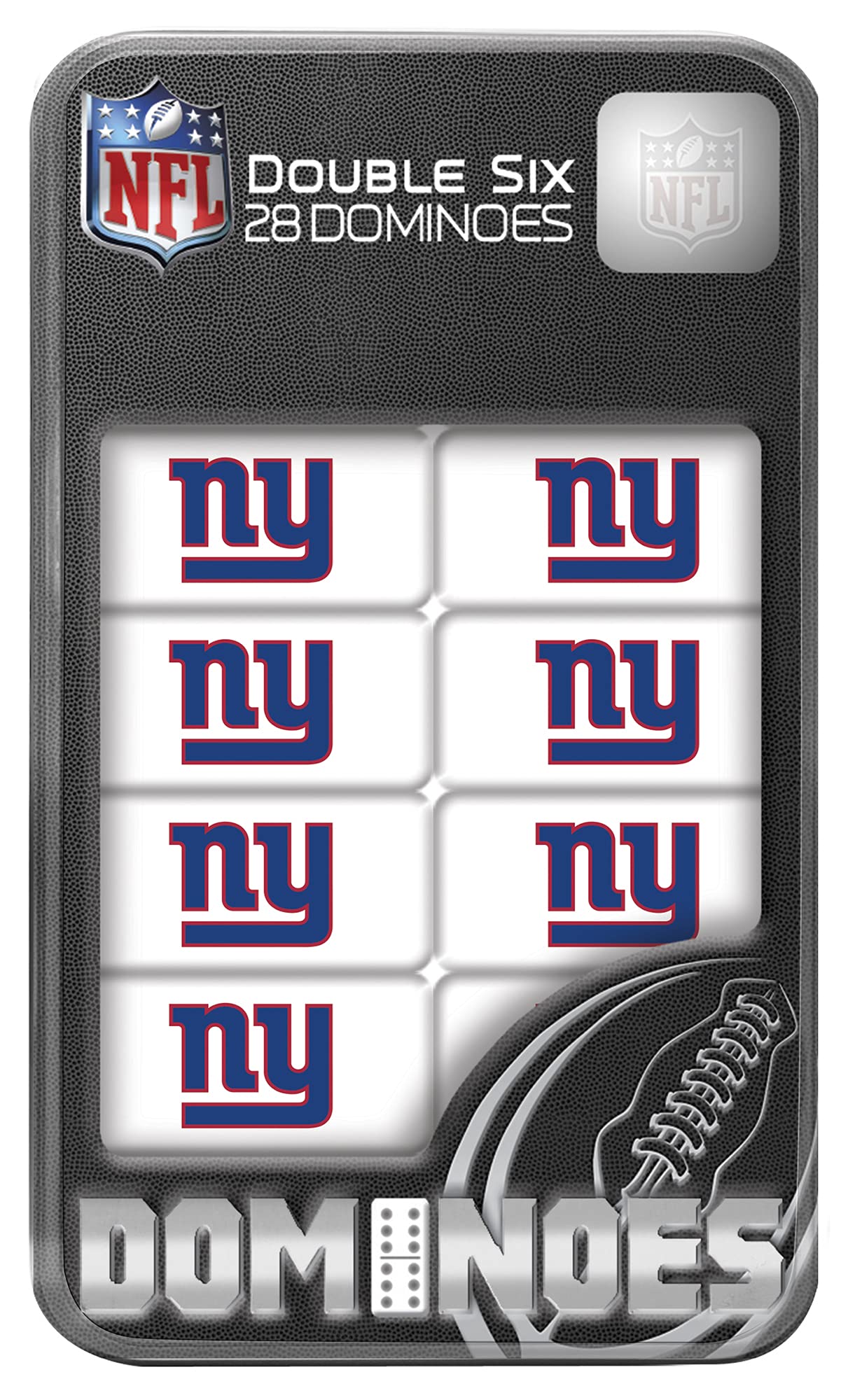 Masterpieces NFL New York Giants Dominoes Game, Collector Edition Double Six, 28 Resin Tiles with Team Logo in Tin, NY Giants Toy Gift, Ages 6+
