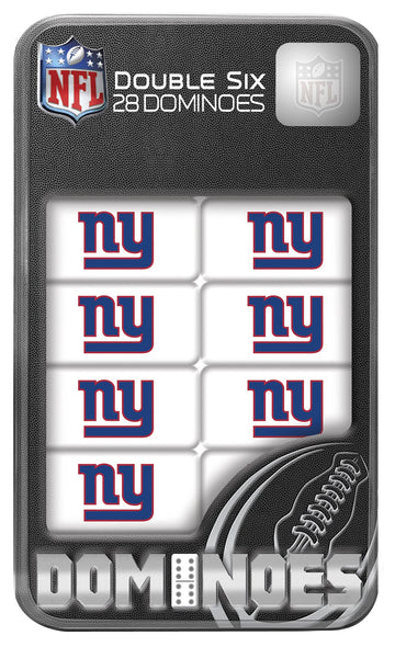 Masterpieces NFL New York Giants Dominoes Game, Collector Edition Double Six, 28 Resin Tiles with Team Logo in Tin, NY Giants Toy Gift, Ages 6+