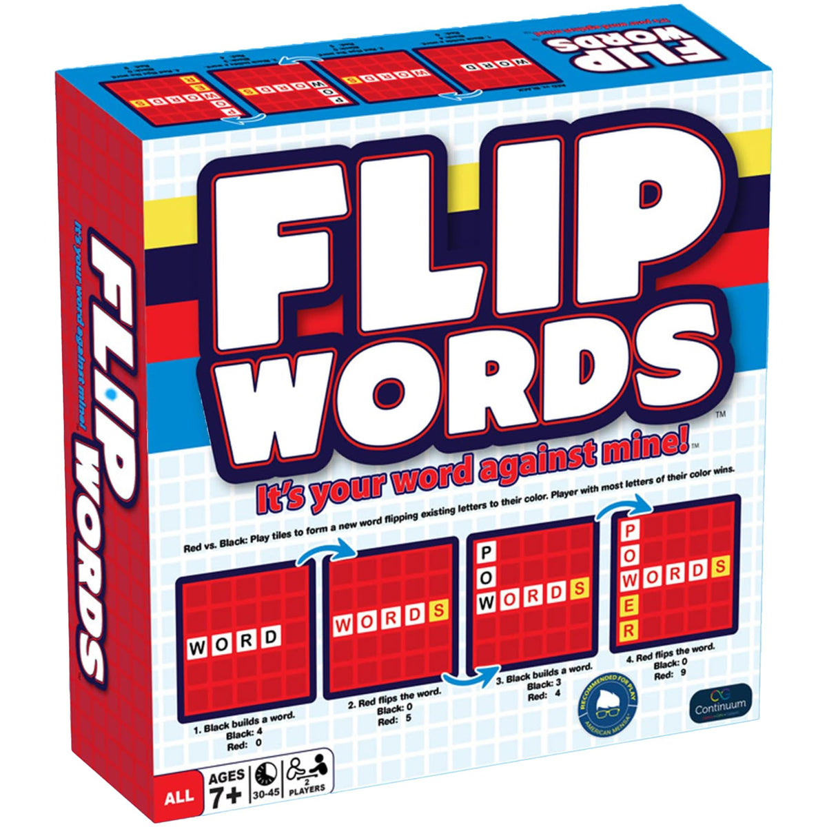 Continuum Games Flip Words, Challenging 2 Player Crossword Game