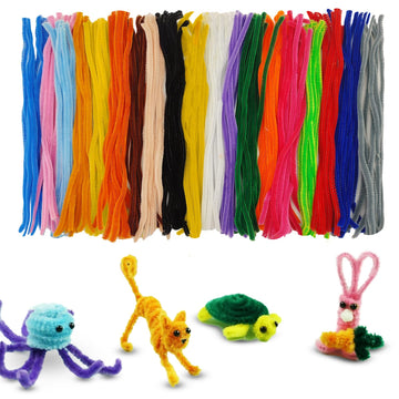 CRAFTUS 200Pcs Pipe Cleaners 20 Assorted Colors, 12 inch Long Fuzzy Craft Pipe Cleaners for DIY Art & Craft Supplies, Chenille Stems for Kids Creative