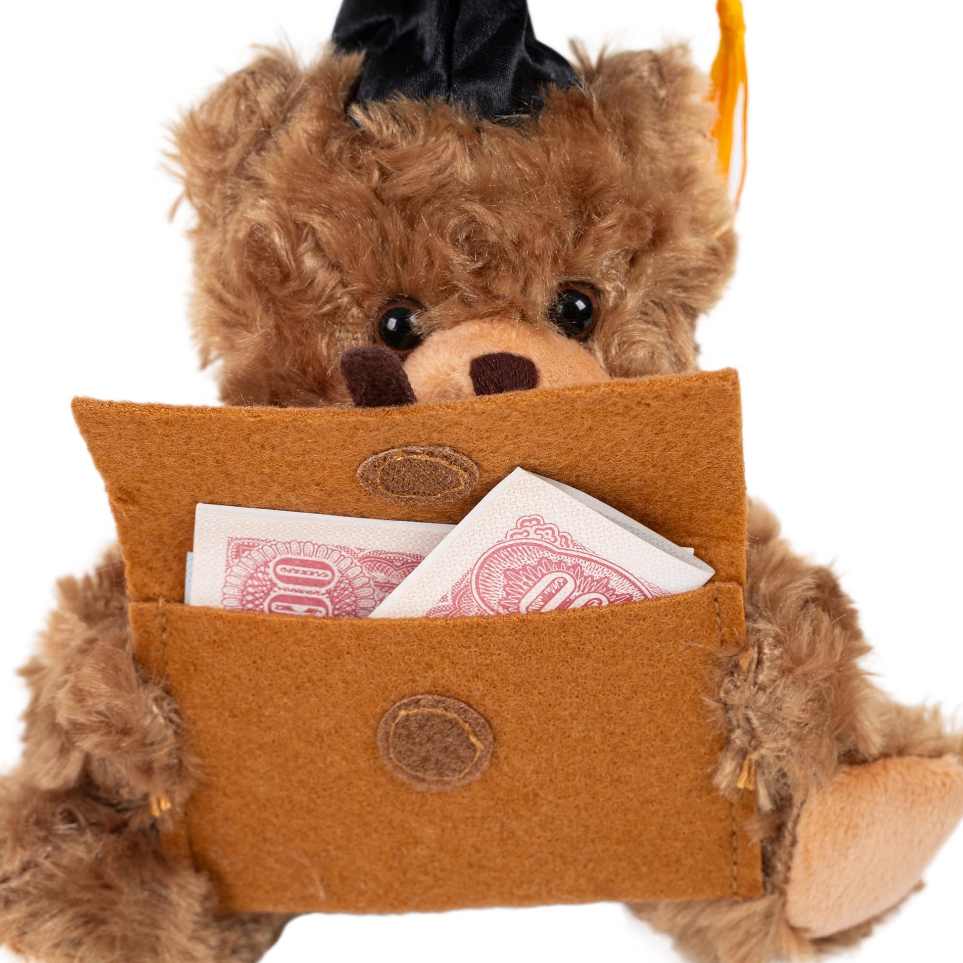 Plushland Graduation Gifts for Kids Class of 2026 Mini Graduation Teddy Bear Orange Gift Cards Holder Stuffed Animal Plush Toys with Graduation Cap