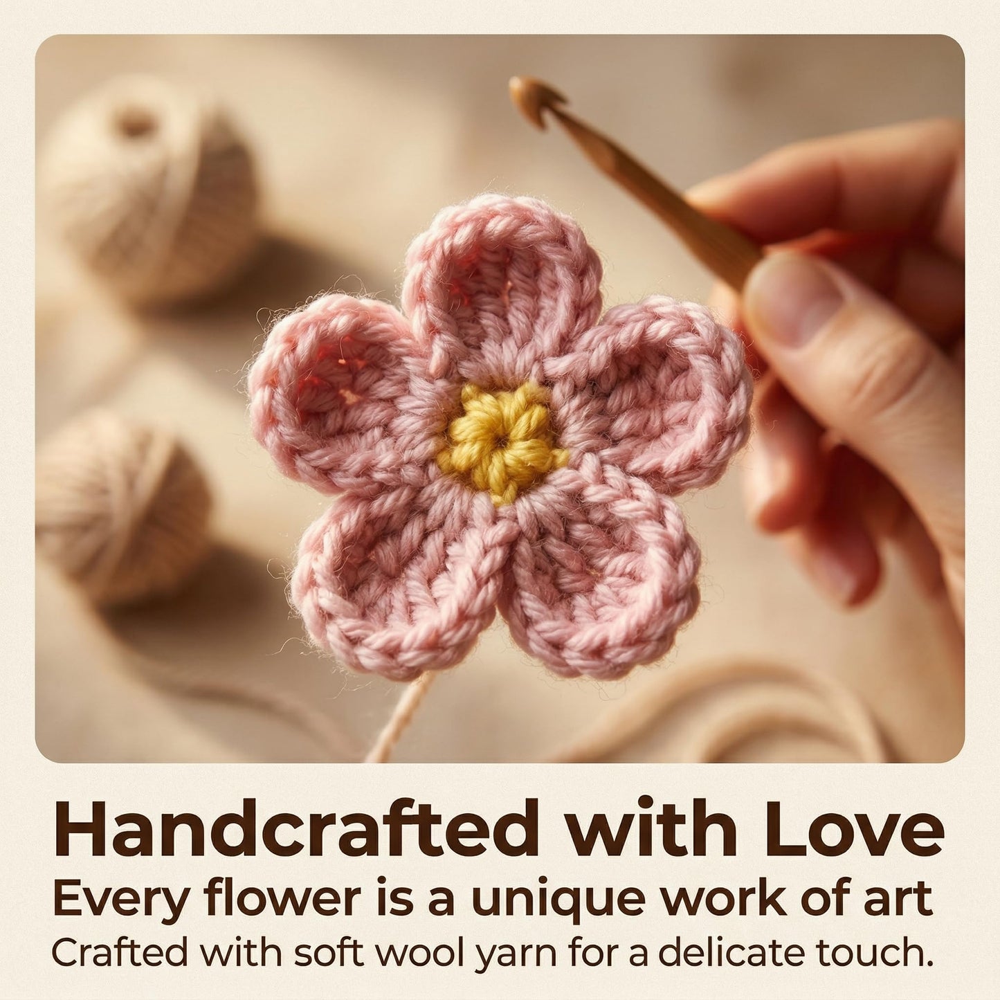 ZRXKSOPP Emotional Support Crochet Flower with Positive Card,Handmade Positive Crochet Flowers Potted Cheerful Present for Office Desk Decor,Living