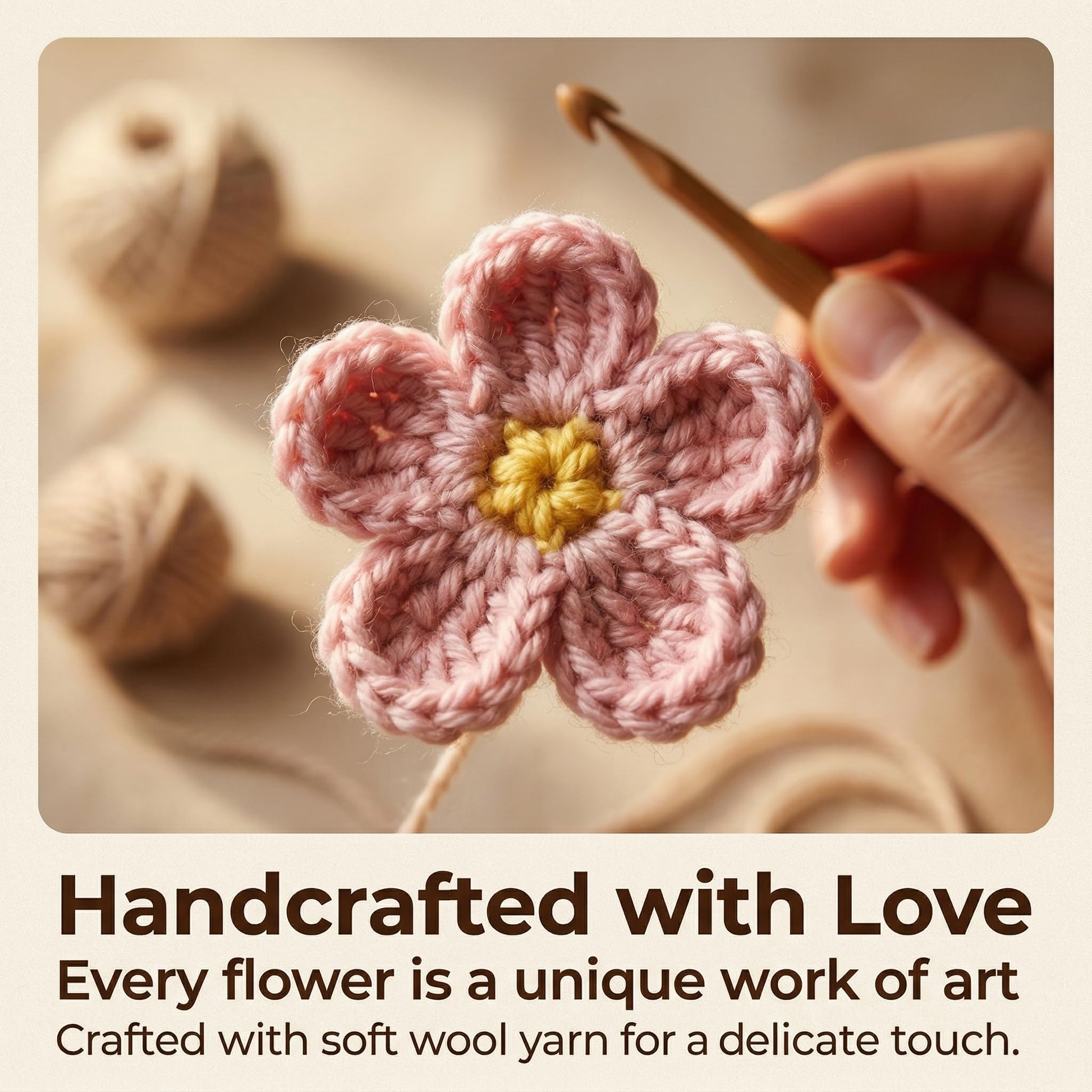ZRXKSOPP Emotional Support Crochet Flower with Positive Card,Handmade Positive Crochet Flowers Potted Cheerful Present for Office Desk Decor,Living