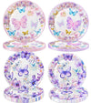 40 Pcs Butterfly Birthday Decorations Party Plates Spring Butterfly Disposable Paper Plates 4 Designs Tableware for Butterfly Theme Girls Baby Shower