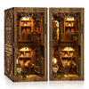 Book Nook Kit - (Classic Edition) - DIY Miniature Wooden Puzzle | Vintage Book Collection Room with LED Lights | 3D Dollhouse Bookend for Bookshelf