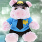 DolliBu Pig Police Officer Plush Toy - Super Soft Sitting Pig Cop Stuffed Animal Dress Up with Cute Cop Uniform & Cap Outfit Gift for Law Enforcement
