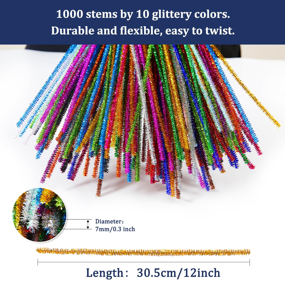 Pipe Cleaners, Pipe Cleaners Craft, Arts and Crafts, Crafts, Craft Supplies, Art Supplies (1000 Glitter Pipe Cleaners)…