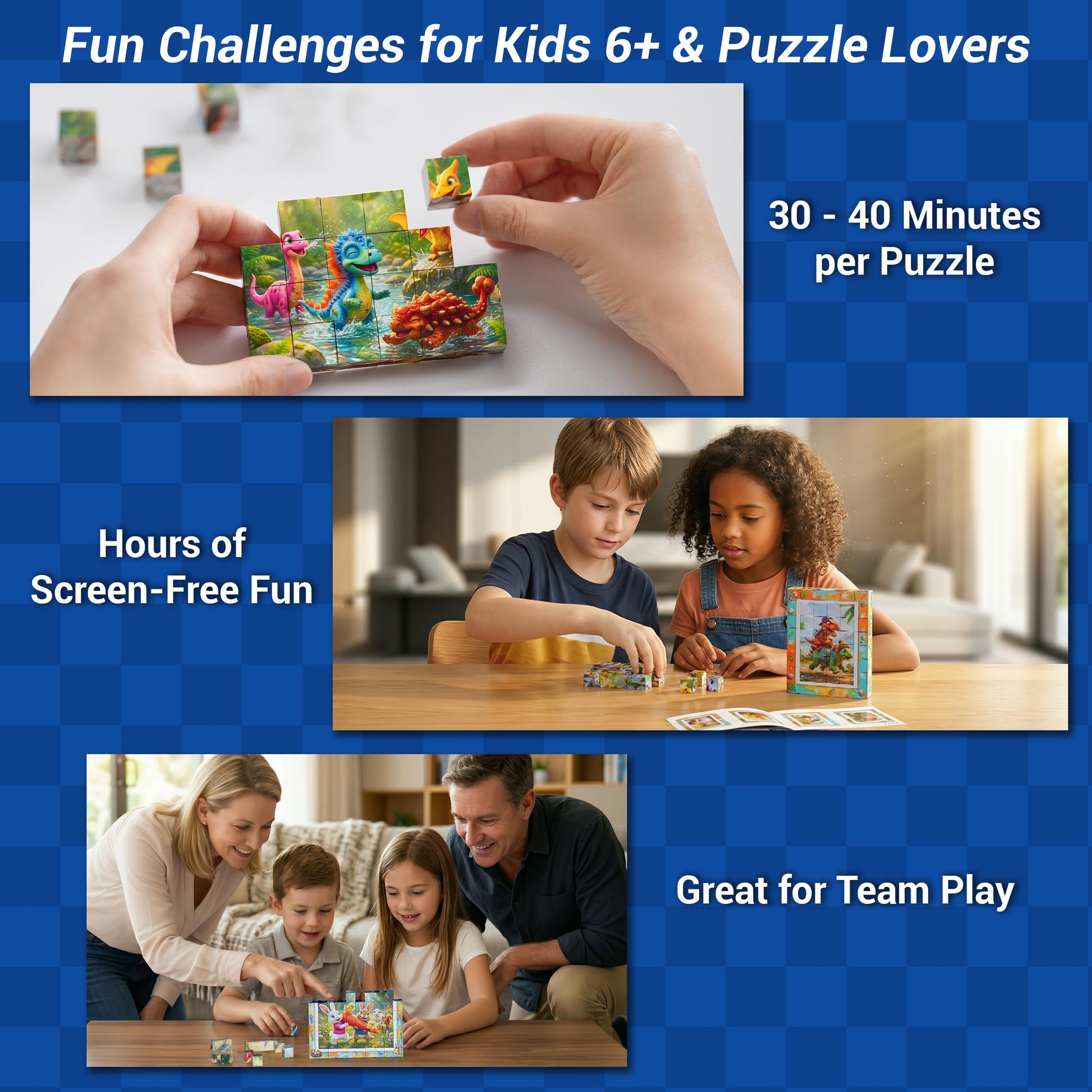 TOSY Picture Cube: 6-in-1 Magnetic Picture Puzzle, Easter Basket Stuffers STEM Gift for Kids/Adult, 48 Blocks, 288 Puzzle Faces, 0.6 in, Seamless UV