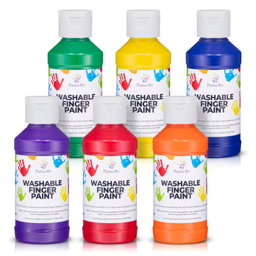 Washable Finger Paint for Kids (6 Colors, 4 fl oz Each) Made in USA - Non-Toxic, Easy Soap-and-Water Cleanup, Smooth Creamy Texture - Toddler