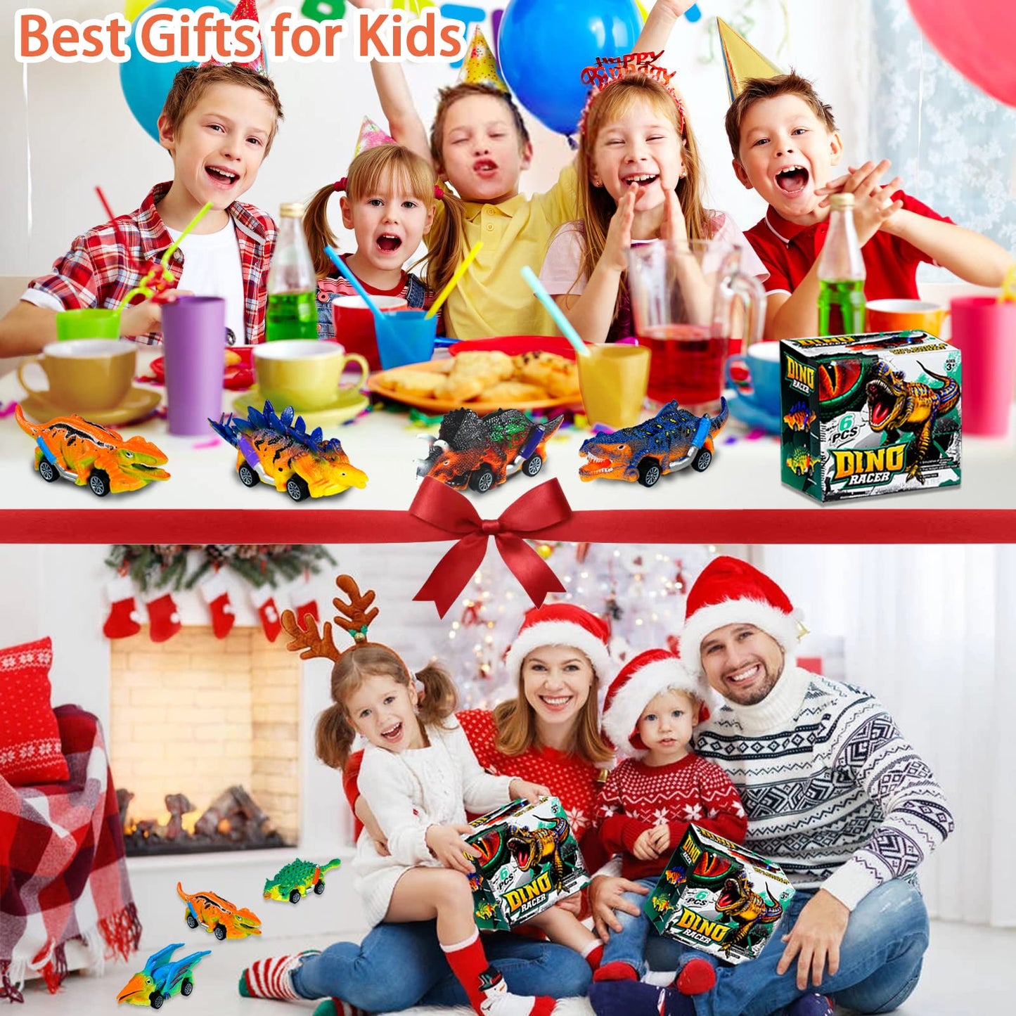 Dinosaur Toys Pull Back Cars 6Pcs Dinosaur Toys for Kids 3-5 Toddlers Boy Toys Age 3 4 5 and Up Dinosaur Cars Dino Toys for 3 Year Old Boys Girls Dino