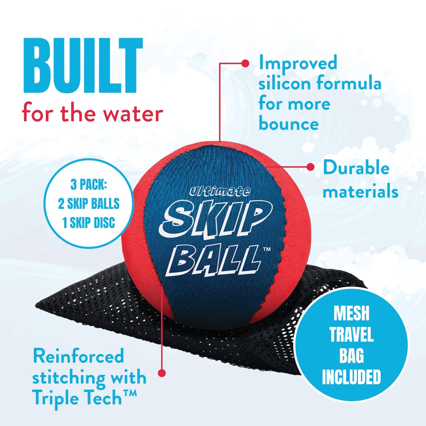 Activ Life The Ultimate Water Skip Ball (2 Pack), Water Bouncing Toys, Fun Games at Beach, Lake, Swimming Pool, Birthday Gift for All Ages Kids