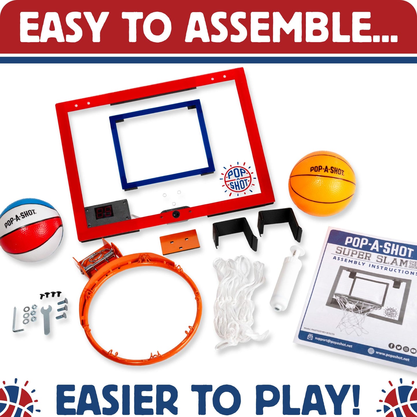 Pop-A-Shot Super Slam | Over the Door Mini Basketball Hoop Built for Dunks
