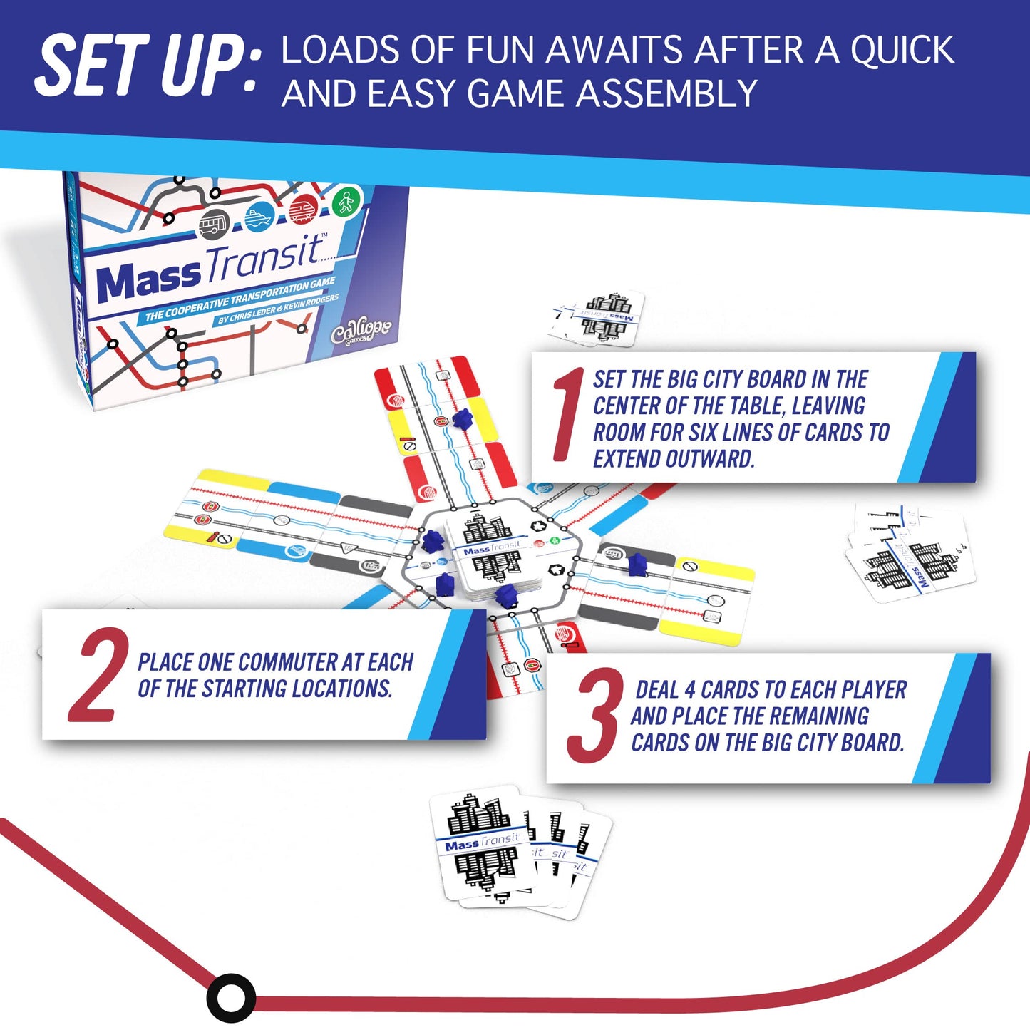 Calliope Games Mass Transit - Cooperative Family Game - Fast-Paced Fun for Kids & Adults - 1-6 Players - from The Makers of Tsuro and Roll for It!