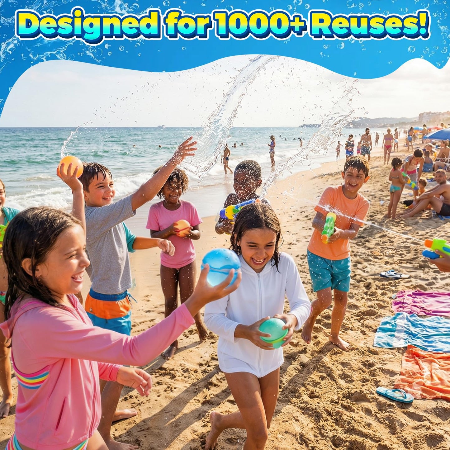 12 Pcs Reusable Water Balloons, Self-Sealing Refillable Water Balls, Pool Toys for Kids Ages 4-14, Pool Beach & Outdoor Water Ballons