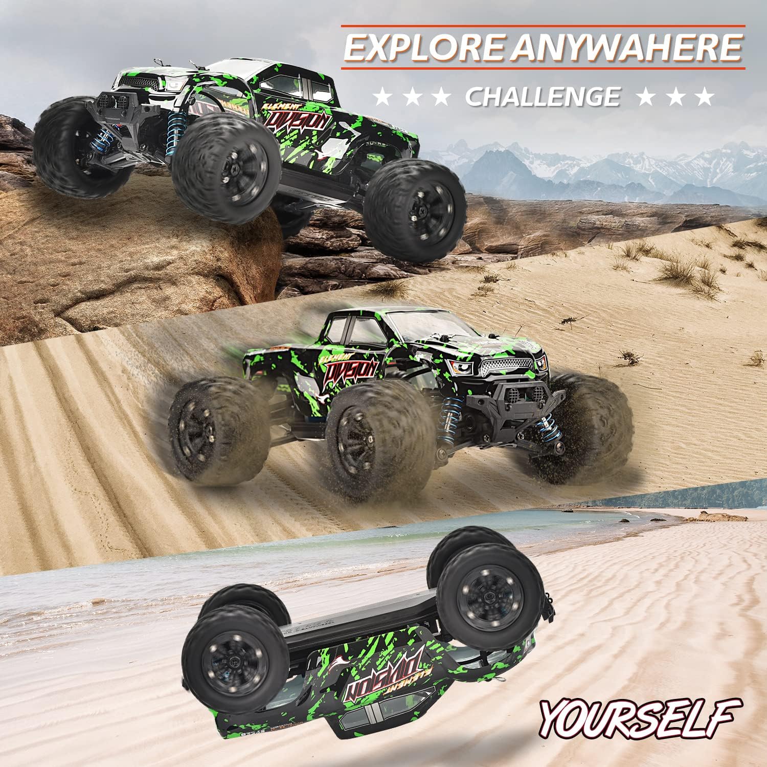 TENSSENX 1:18 Scale All Terrain RC Cars, 40KPH High Speed 4WD Remote Control Car with 2 Rechargeable Batteries, 4X4 Off Road Monster Truck, 2.4GHz