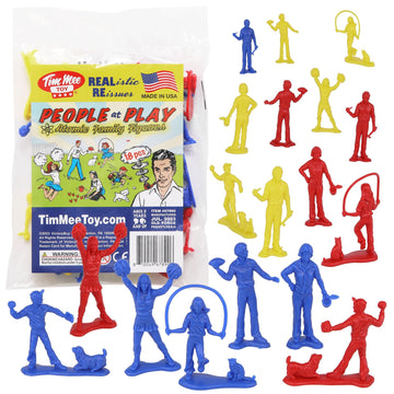Tim Mee People Play Figures - Yellow, Red, & Blue 18pc Playset - Made in USA